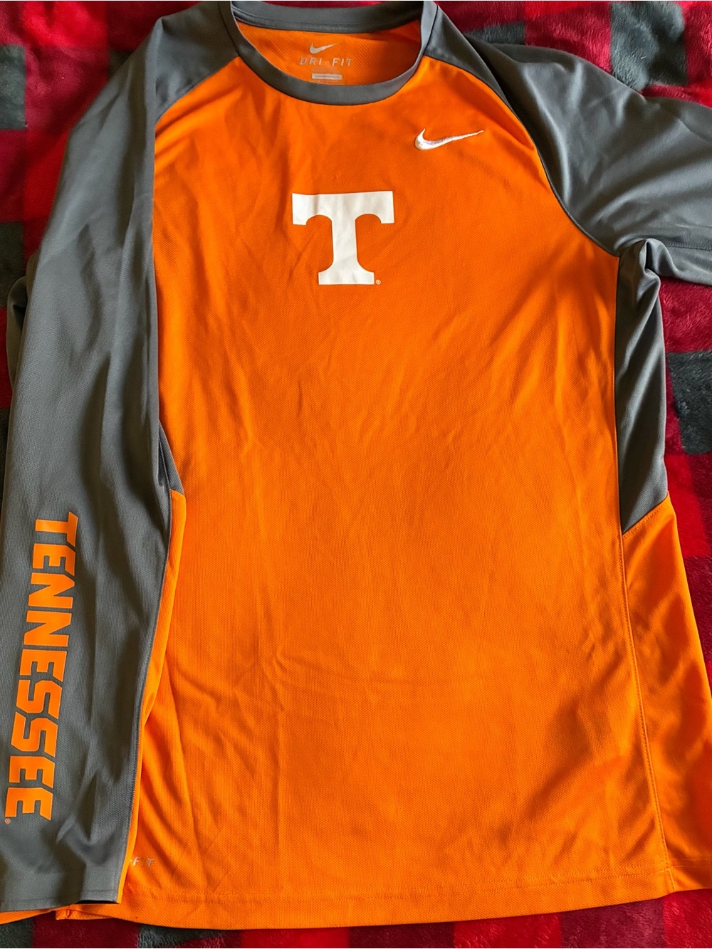 Nike Orange and Gray Tennessee Long Sleeve Dri-FIT Top